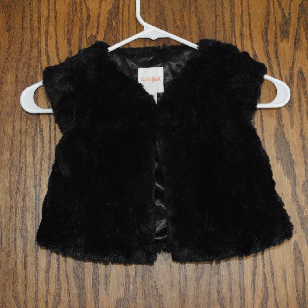 Cat and Jack black faux fur vest